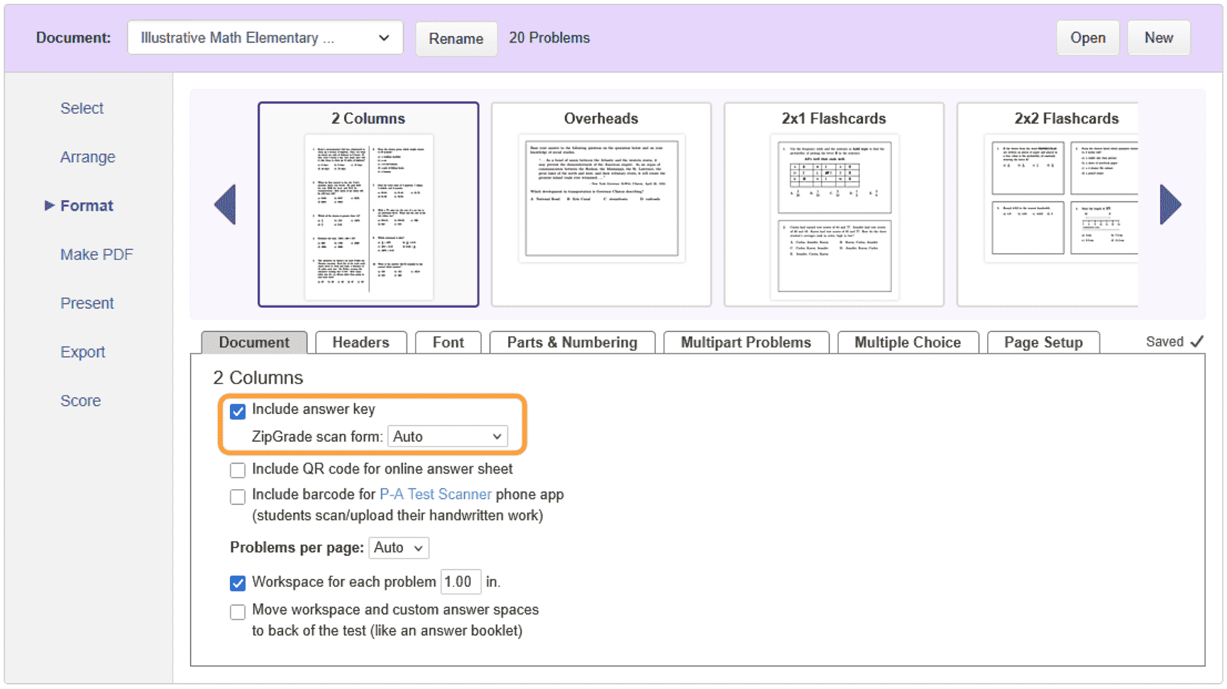 scan form menu