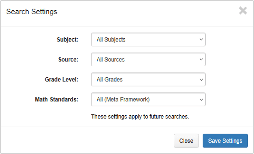 search settings
